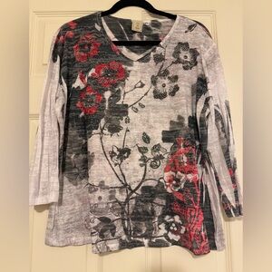 Women’s Jess & Jane Floral Long Sleeve Top Size XL